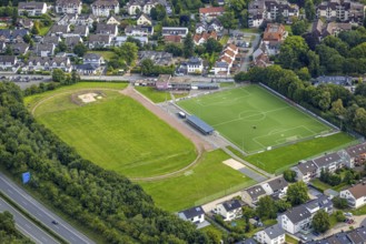 Aerial view, sports centre Binnerfeld, Neheim, Arnsberg, Ruhr area, North Rhine-Westphalia,