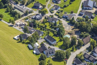 Aerial view, residential area, view of Brachtpe district with construction site, Brachtpe,