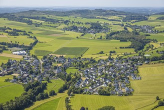 Aerial view, residential area, local view, district Iseringhausen, Drolshagen, Sauerland, North