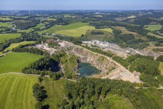 Aerial view, quarry Zum Höchsten, Robert Schulte Steinbruch GmbH, hilly landscape, Scheda,