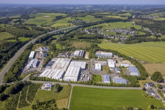 Aerial view, Scheda industrial estate and view of Bleche district on the A45 motorway and Bleche
