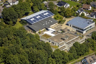 Aerial view, Secondary school Olpe - Drolshagen with gymnasium, Drolshagen, Sauerland, North