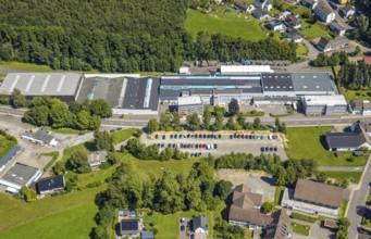Aerial view, Werk Heinrich Huhn GmbH metal processing company, Hauptstraße, Hützemert, Drolshagen,