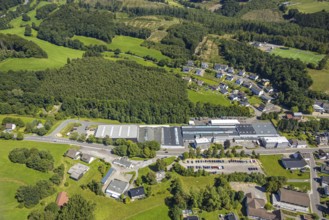 Aerial view, Werk Heinrich Huhn GmbH metal processing company, Hauptstraße, Hützemert, Drolshagen,