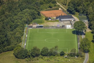 Aerial view, sports facility football stadium and tennis court Hützemerter Sportverein 1951 e. V.,