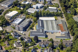 Aerial view, industrial estate Unterm Gallenlöh with Biomaderas GmbH, MAS GmbH Baustelle und