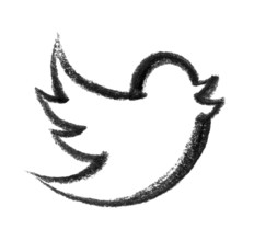 Crayon-sketched illustration of a flying bird