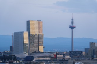 FRANKFURT, GERMANY - JUNE 12, 2025: Europaturm Telecommunications Tower in Frankfurt City in