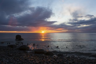 Morning dawn over the Baltic Sea near Jasmund, Ruegen, Jasmund, Ruegen, Germany