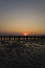 Sunset over the Harleriff on the north-western tip of Wangeroge, East Frisian Island of Wangerooge,