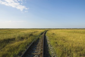 Railway tracks of the Wangerooger Insel-Schmalspurbahn, East Frisian Island of Wangerooge,