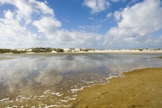 Water reservoir between the dunes of the North Frisian island of Amrum, Amrum, Norddorf, North
