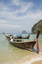 Longtail boats on the beach of Koh Muk, Koh Muk, Koh Muk, Koh Muk, Thailand