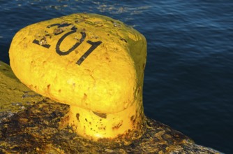 Ship bollards in the harbour of Piraeus, Piraeus, Greece