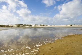 Water reservoir between the dunes of the North Frisian island of Amrum, Amrum, Norddorf, North