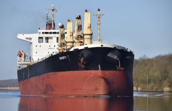 Cargo ship SANITA S in the Kiel Canal, Kiel Canal, Kiel Canal, Schleswig-Holstein, Germany