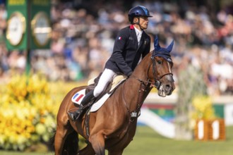 Olivier Robert of France, riding Inglesias D.V., competes in the first round of the 2025 BMO