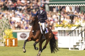 Olivier Robert of France, riding Inglesias D.V., competes in the first round of the 2025 BMO