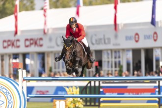 Olivier Philippaerts of Belgium, riding Dixie Moon, competes in the first round of the 2025 BMO