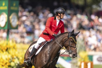 Olivier Philippaerts of Belgium, riding Dixie Moon, competes in the first round of the 2025 BMO