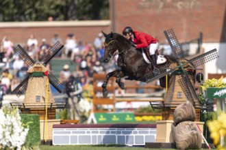Olivier Philippaerts of Belgium, riding Dixie Moon, competes in the first round of the 2025 BMO