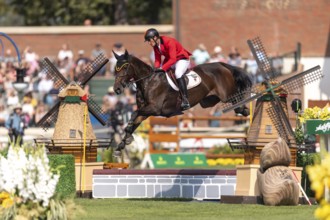 Olivier Philippaerts of Belgium, riding Dixie Moon, competes in the first round of the 2025 BMO