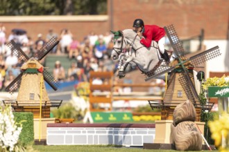 Eugenio Garza Perez of Mexico, riding Contago, competes in the first round of the 2025 BMO Nations