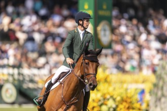 Tom Wachman of Ireland, riding Tabasco De Toxandria Z, competes in the first round of the 2025 BMO