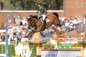 Tom Wachman of Ireland, riding Tabasco De Toxandria Z, competes in the first round of the 2025 BMO