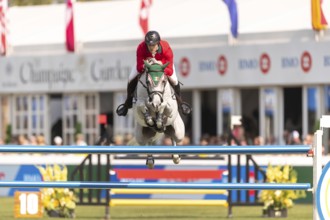 Eugenio Garza Perez of Mexico, riding Contago, competes in the first round of the 2025 BMO Nations