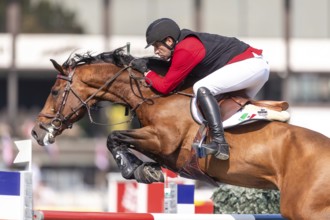 Pedro Pasquel of Mexico, riding Chakkalou PS, competes in the first round of the 2025 BMO Nations
