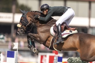 Pedro Junquiera Muylaert of Brazil, riding Quax 76, competes in the first round of the 2025 BMO