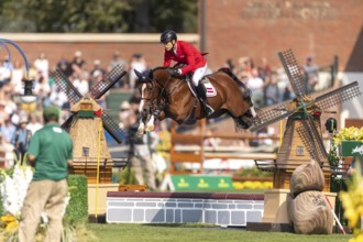 Max Kuhner of Austria, riding Count on Me, competes in the first round of the 2025 BMO Nations Cup