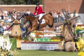 Daniel Deusser of Germany, riding Ganster VH Noddevelt, competes in the first round of the 2025 BMO