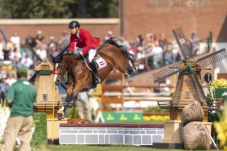Max Kuhner of Austria, riding Count on Me, competes in the first round of the 2025 BMO Nations Cup