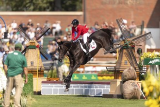 Erynn Ballard of Canada, riding Dior, competes in the first round of the 2025 BMO Nations Cup