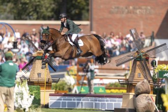 Bertram Allen of Ireland, riding Qonquest De Rigo, competes in the first round of the 2025 BMO