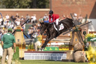 Erynn Ballard of Canada, riding Dior, competes in the first round of the 2025 BMO Nations Cup
