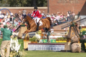 Elena Haas of the USA, riding Claude, competes in the first round of the 2025 BMO Nations Cup