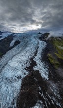 Glacier, clouds, panorama, summer, fog, aerial view, Fjalljökull, Skaftafell, Iceland