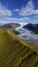 Ice floes, glacier, glacier lake, glacier lagoon, morning light, cloudy mood, panorama, summer,