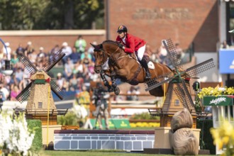 Thibault Philippaerts of Belgium, riding Lyandro, competes in the first round of the 2025 BMO