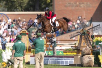 Sophie Hinners of Germany, riding Iron Dames Singclair, competes in the first round of the 2025 BMO