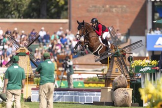 Sophie Hinners of Germany, riding Iron Dames Singclair, competes in the first round of the 2025 BMO