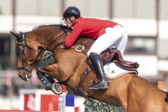 Thibault Philippaerts of Belgium, riding Lyandro, competes in the first round of the 2025 BMO