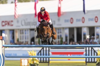 Thibault Philippaerts of Belgium, riding Lyandro, competes in the first round of the 2025 BMO