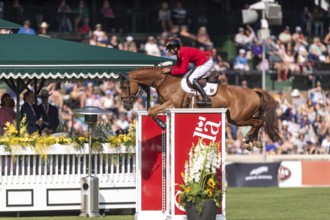 Christian Kukuk of Germany, riding Cepano Baloubet, competes in the first round of the 2025 BMO