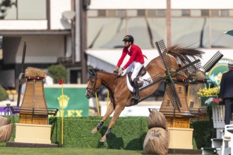 Christian Kukuk of Germany, riding Cepano Baloubet, competes in the first round of the 2025 BMO
