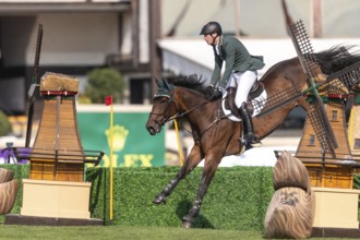 Daniel Coyle of Ireland, riding Legacy, competes in the first round of the 2025 BMO Nations Cup