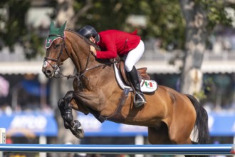 Arturo Parada Vallejo of Mexico, riding Valento, competes in the first round of the 2025 BMO